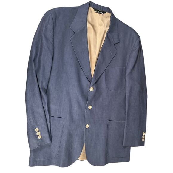 Ellis Sport Coat Blazer Light Blue Made in USA Size 43 R 100% Linen Work Wear - Picture 5 of 14